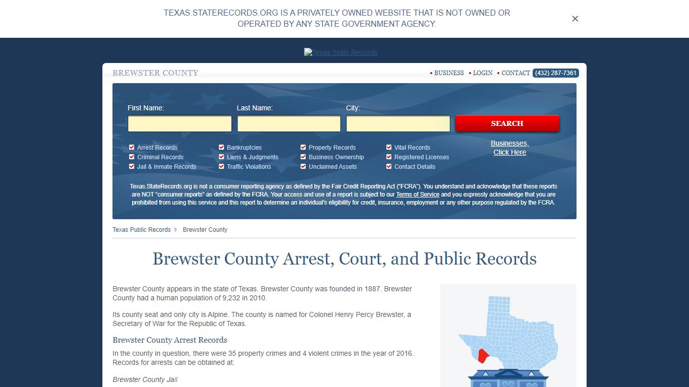 Brewster County Arrest, Court, and Public Records