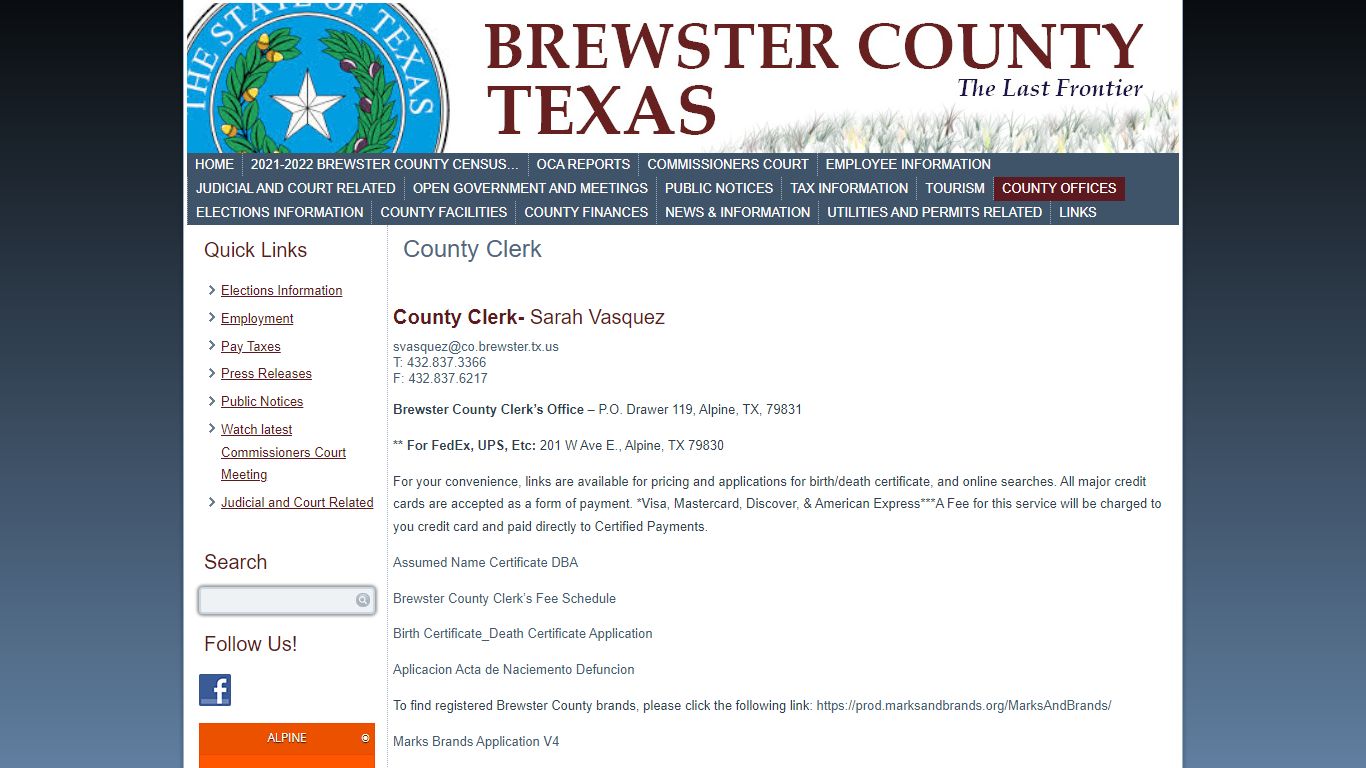 County Clerk | Brewster County – Texas