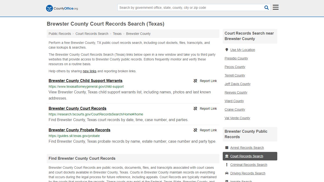 Court Records Search - Brewster County, TX (Adoptions, Criminal, Child ...
