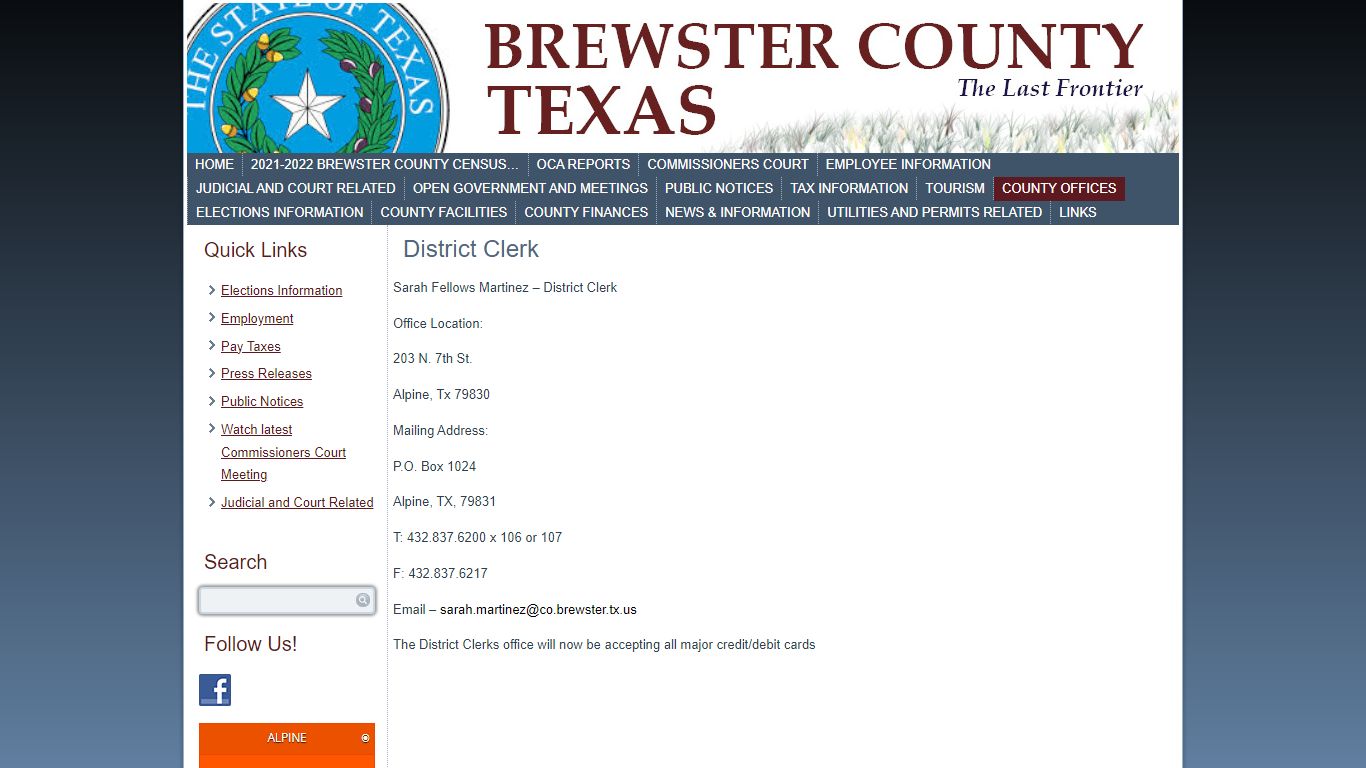 District Clerk | Brewster County – Texas